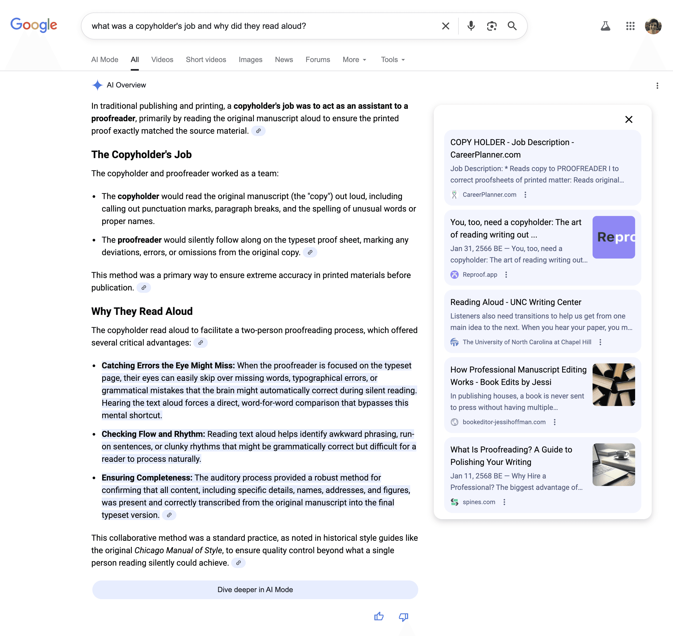Google's AI showing an incorrect answer