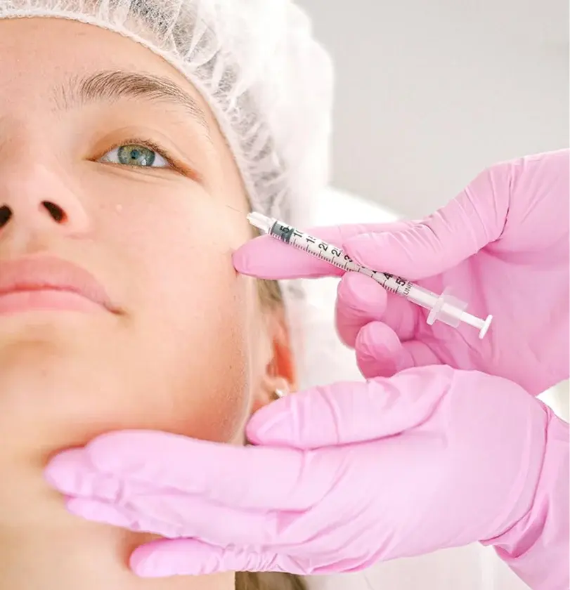 Facial botox injection treatment for skin rejuvenation.