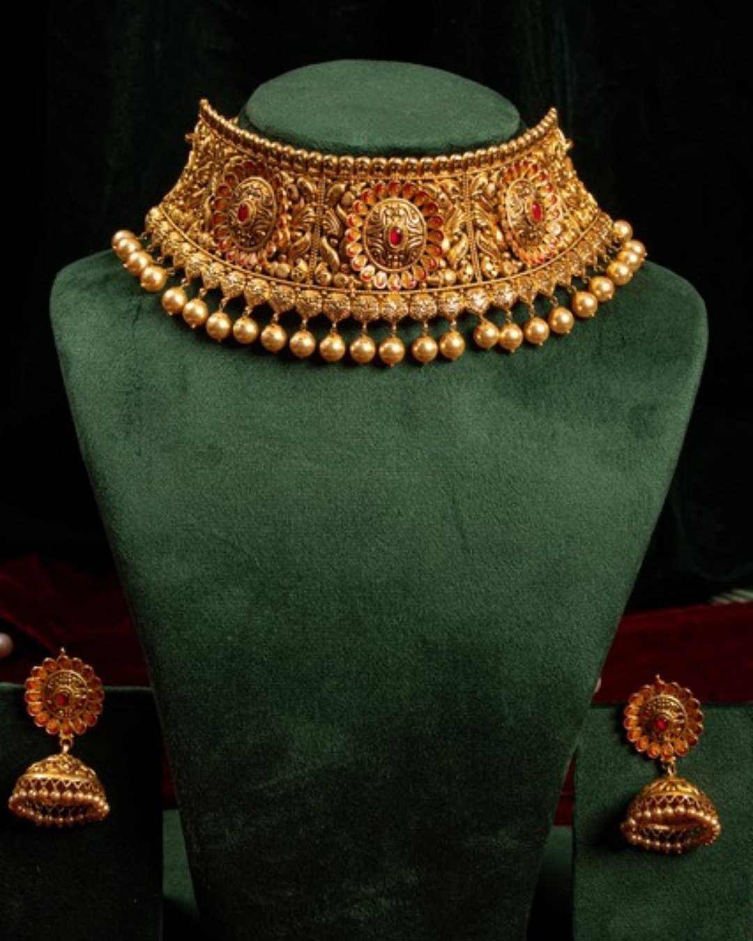 Antique Gold Choker Set, 22K antique gold