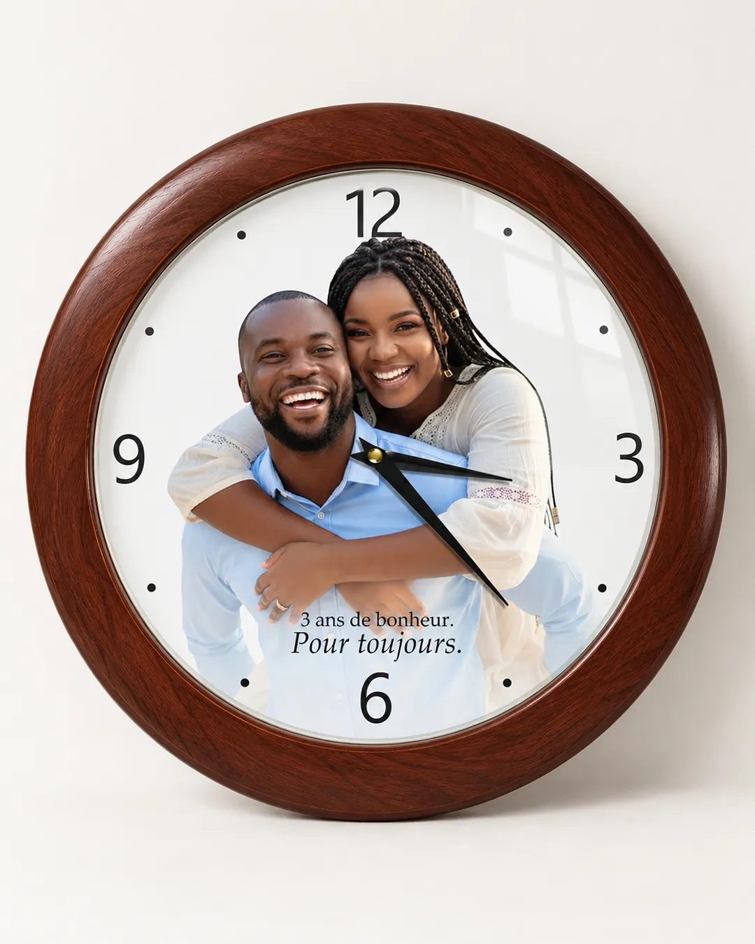 Horloge photo personnalisée Émotion 36 cm avec photo de couple
