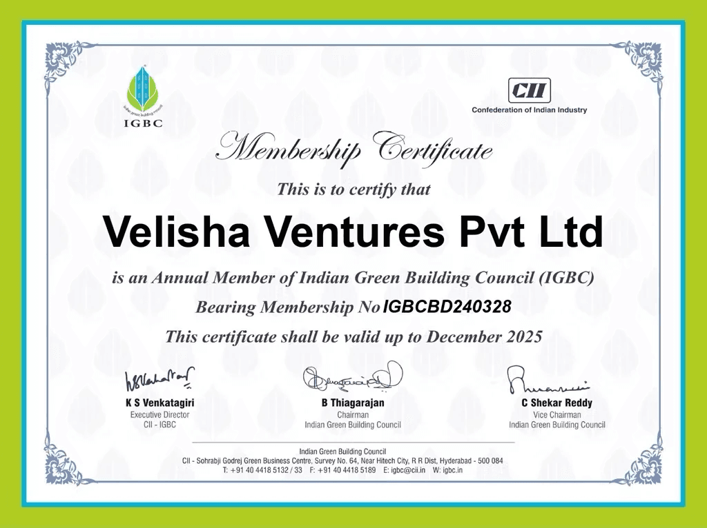 Excellence in Sustainable Development Certified by Velisha Ventures