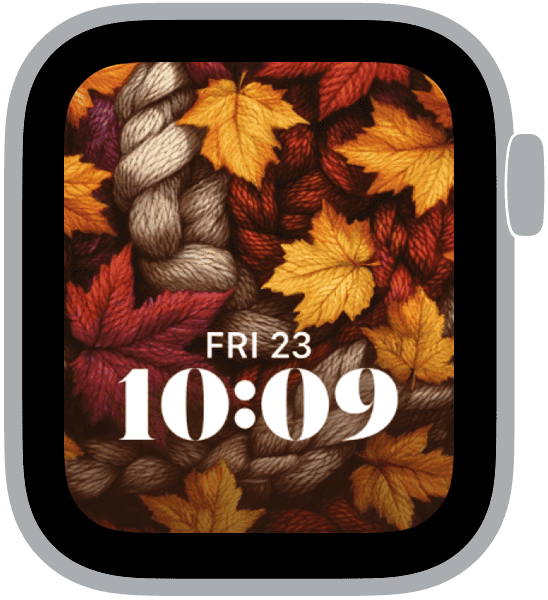 an apple watch face from the autumn knits collection