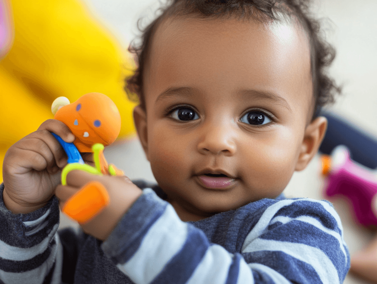 baby playing with toy