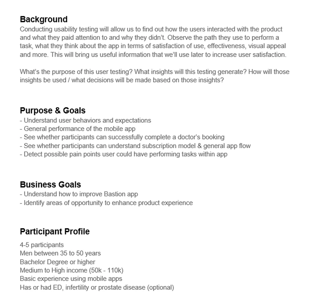 Bastion user testing plan