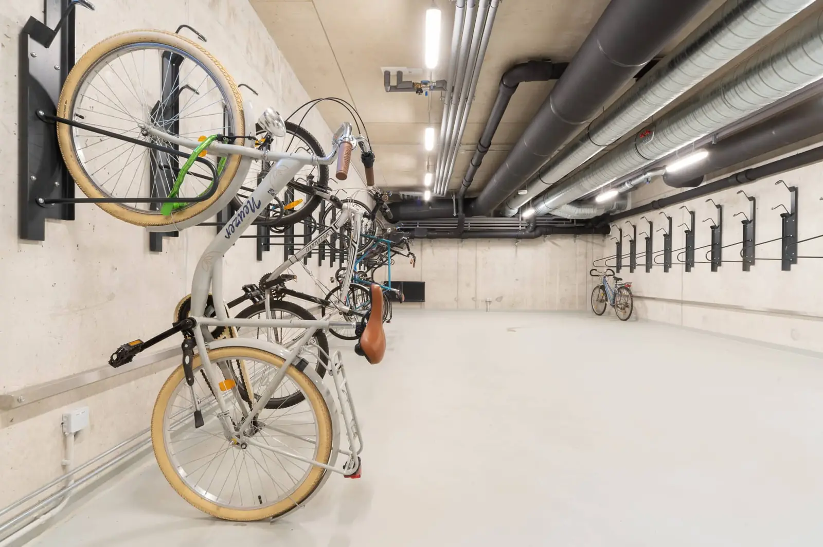 Secure bicycle storage in student accommodation in Riga with indoor bike racks