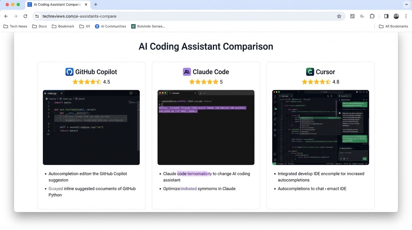Vergleich der KI Coding Tools GitHub Copilot Claude Code und Cursor in einer Übersicht