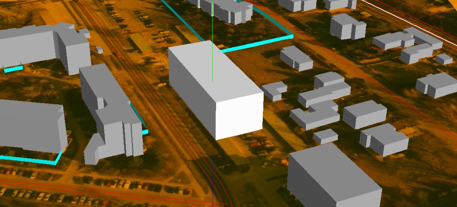 Cyfrowy model 3D budynku i otoczenia