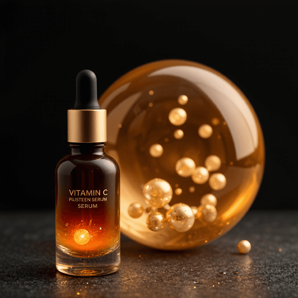 product photography of bottle of vitamin C serum