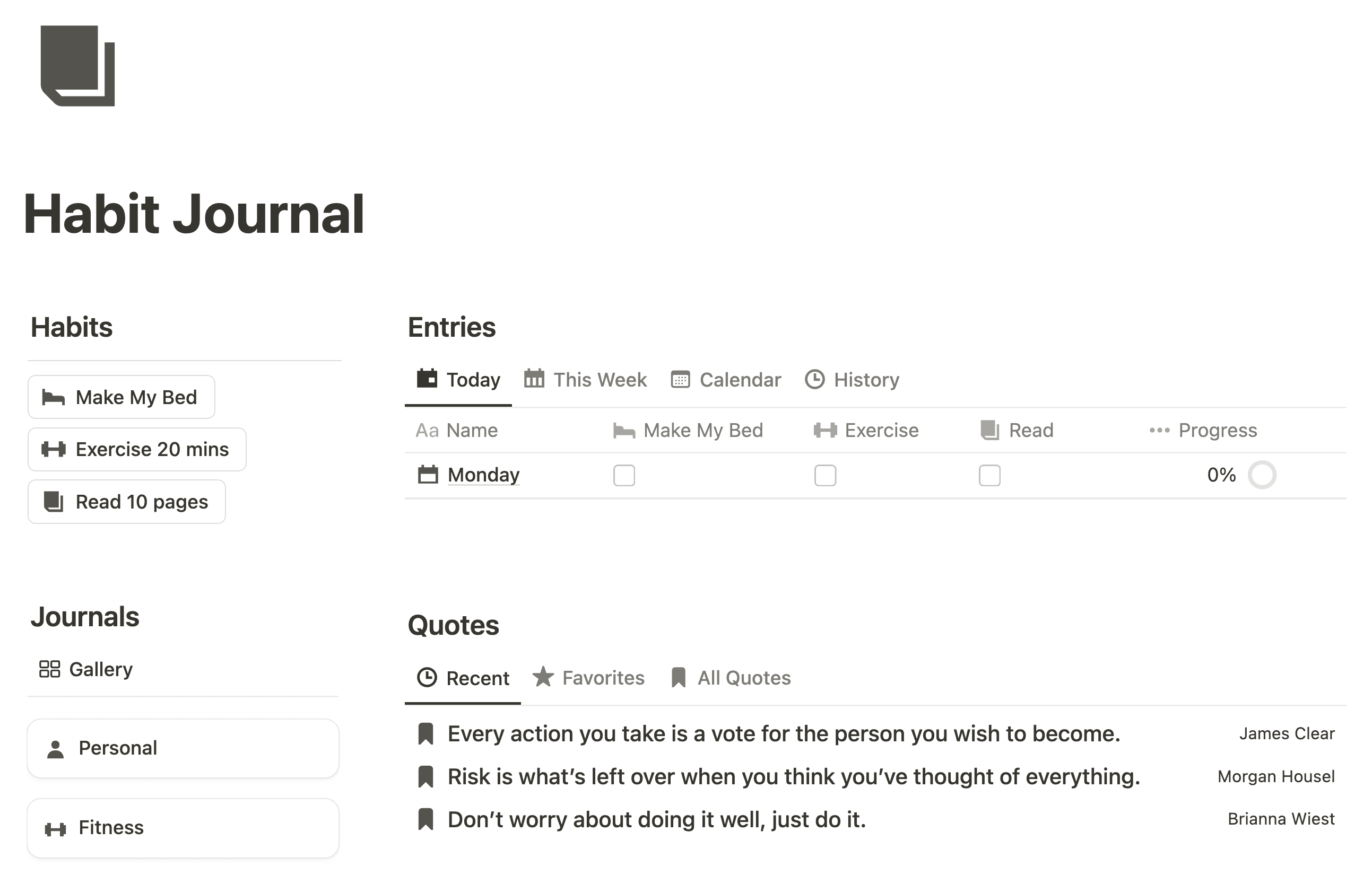 Habit Journal Notion Template