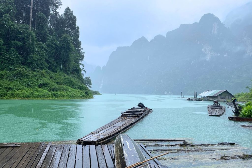 Bamboo raft on the lake, Khao Sok