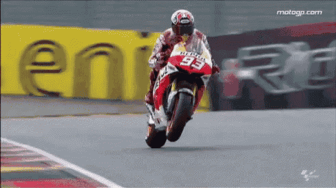 Marc Marquez Wheelie on Moto GP Track