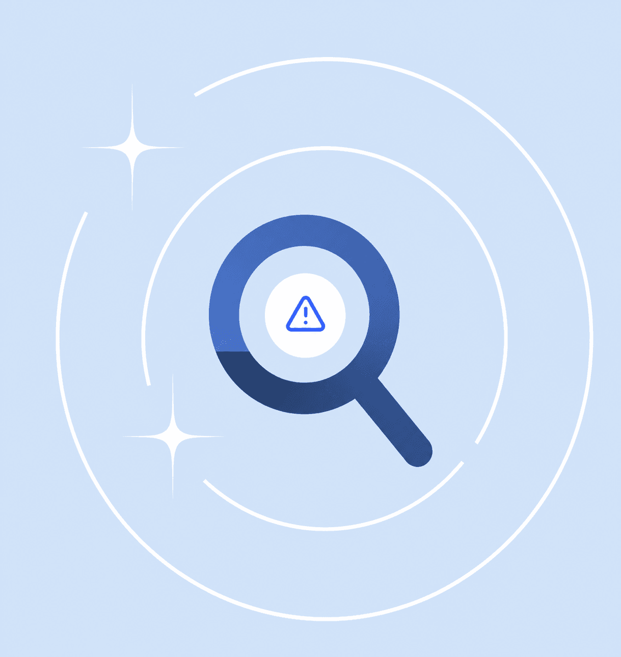 A magnifying glass graphic, representing fraud detection in RazorPay’s payment system in Singapore.