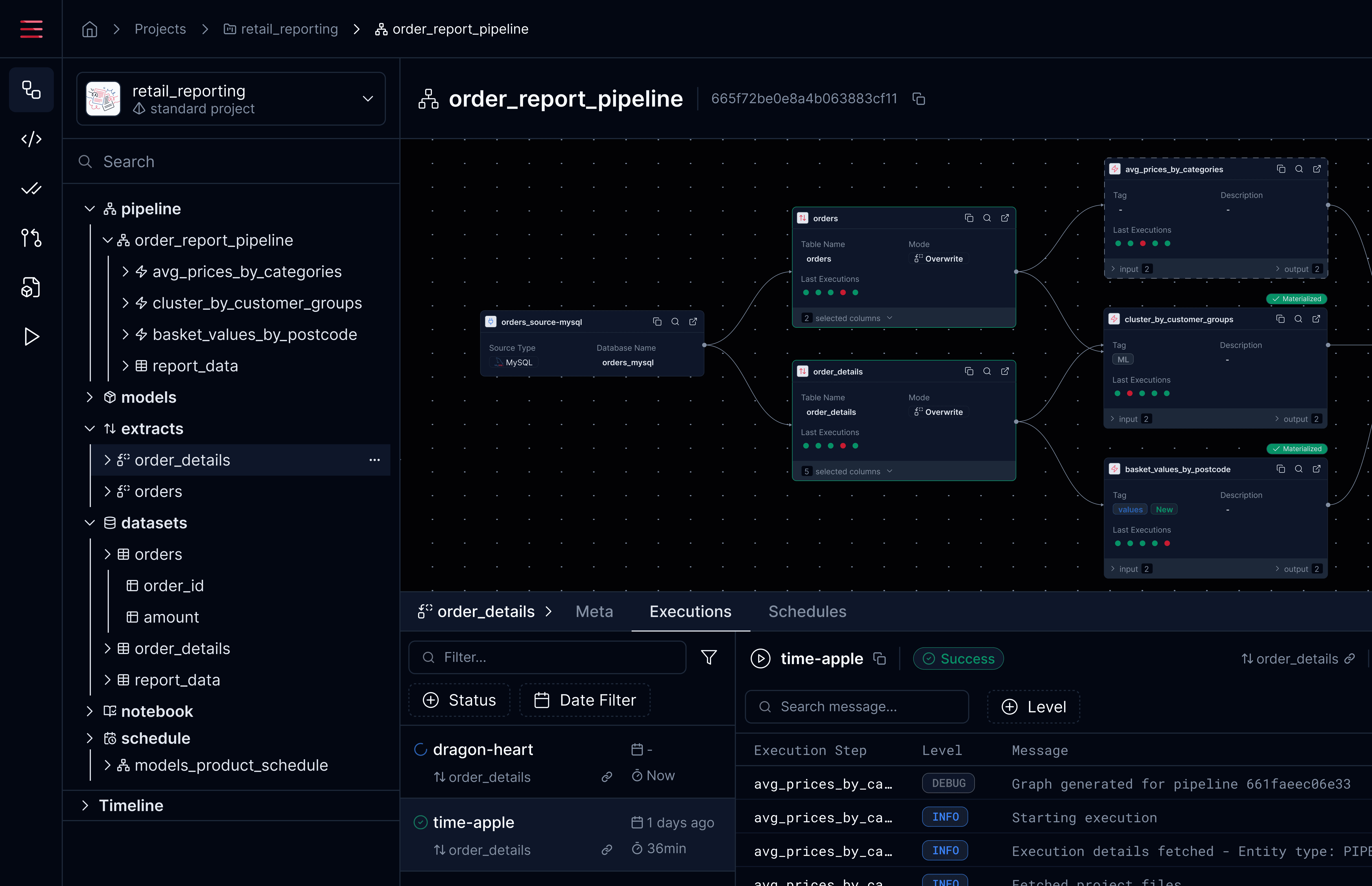 A preview of the Database web app