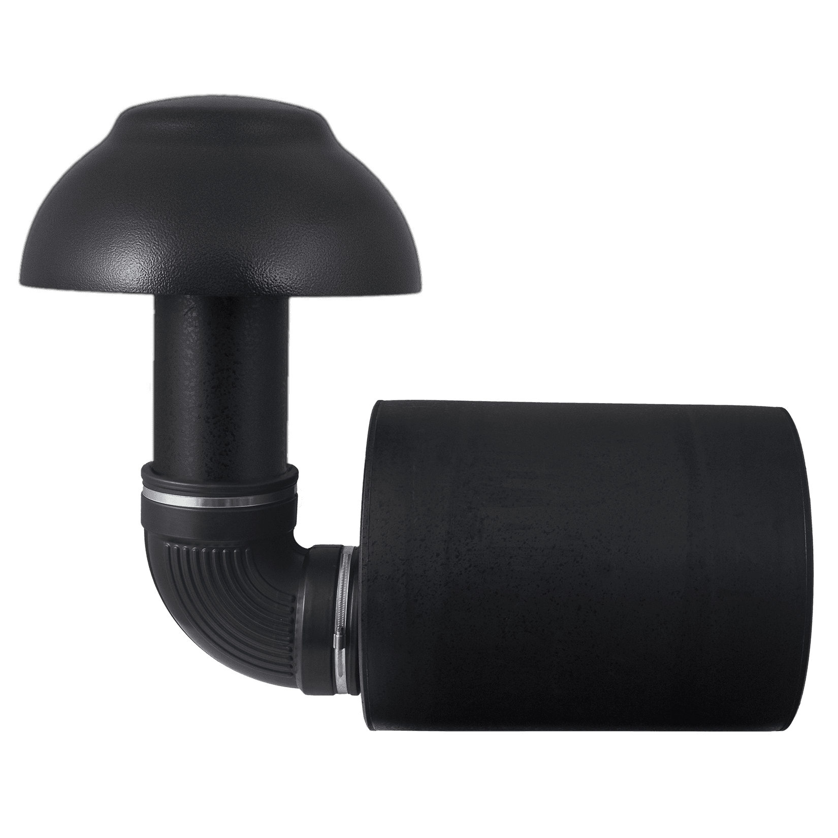Black air intake with mushroom cap.