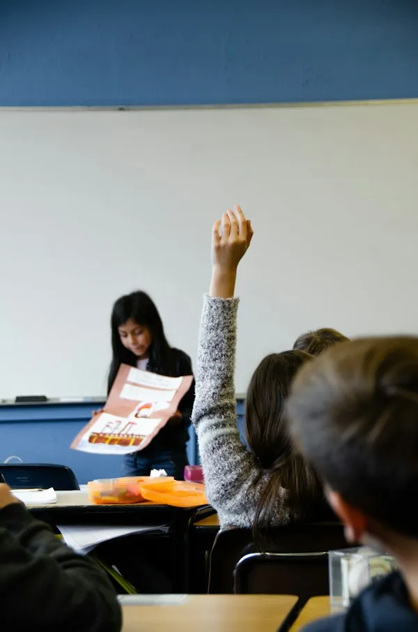 Student participating in a classroom lesson