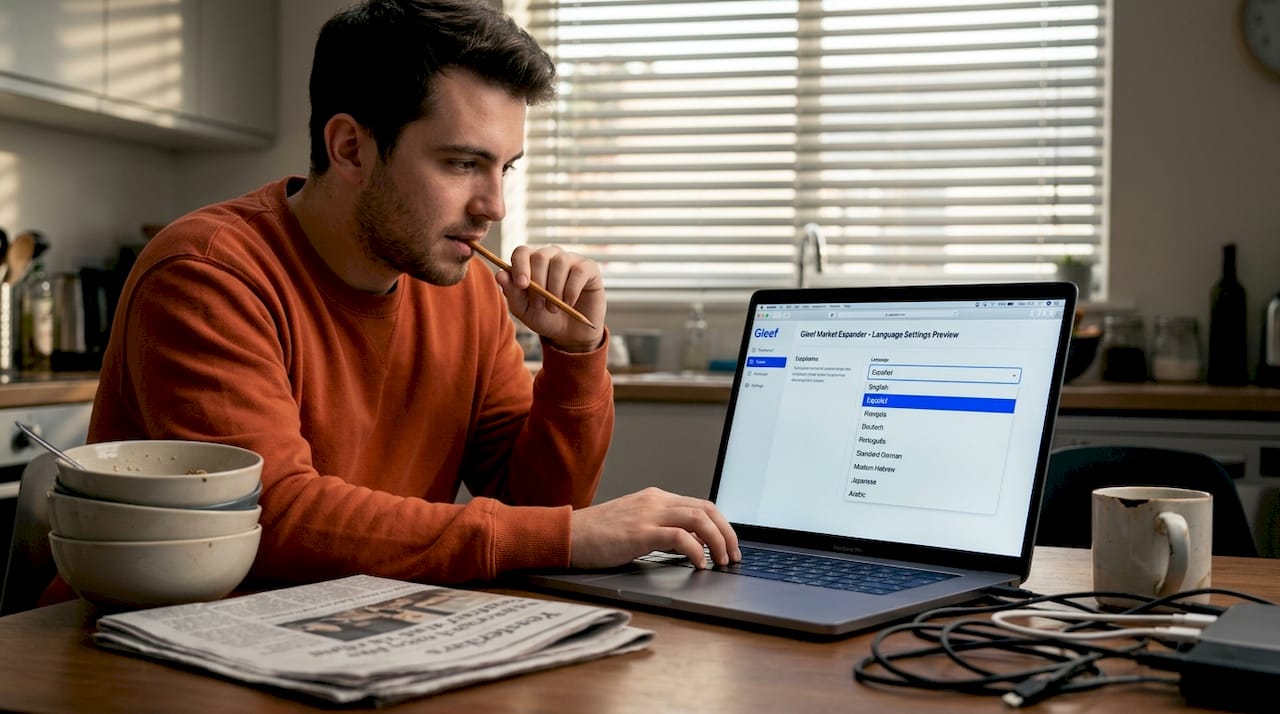 Developer testing app language preview at home