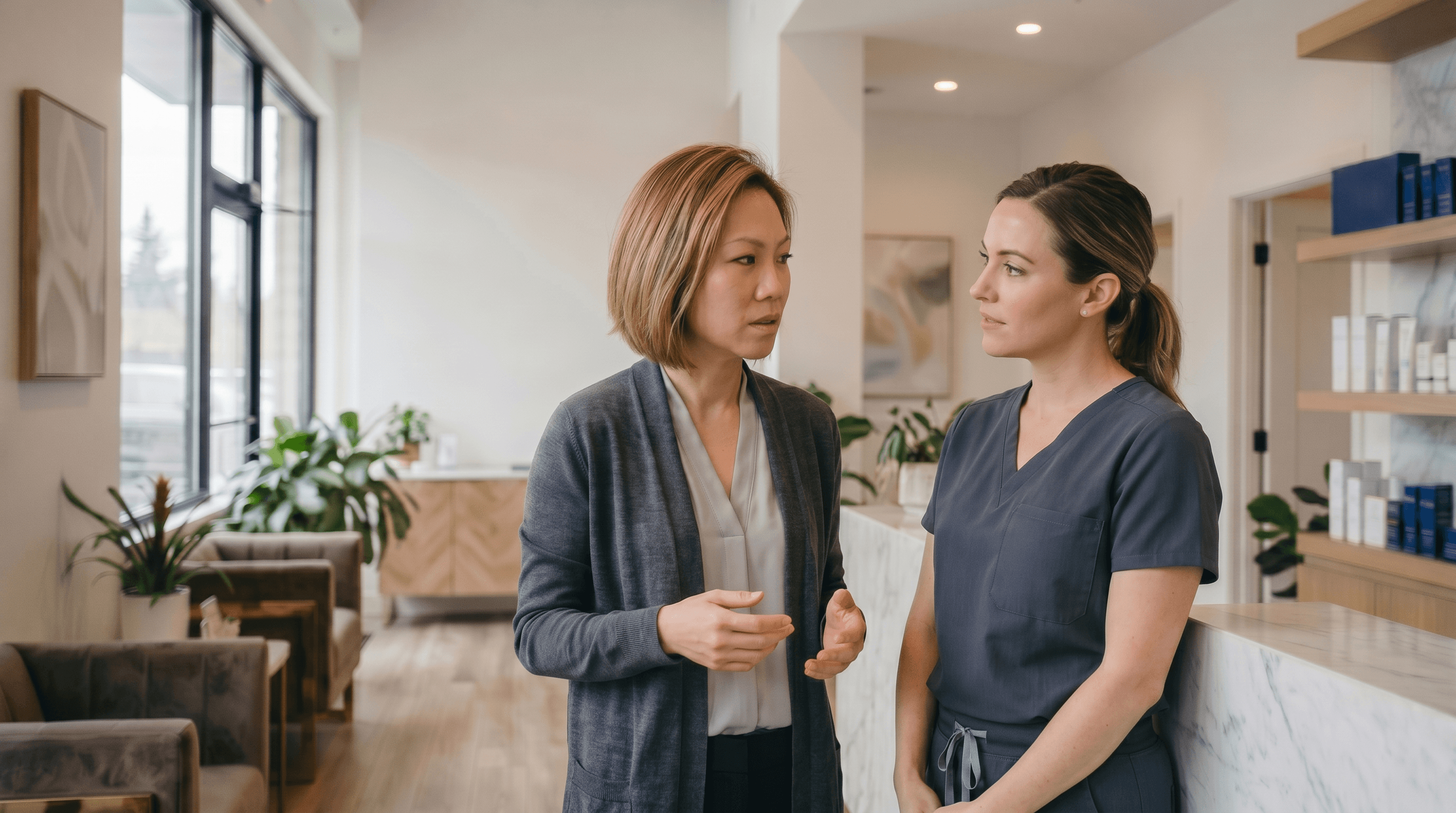 Owner talking to injector.