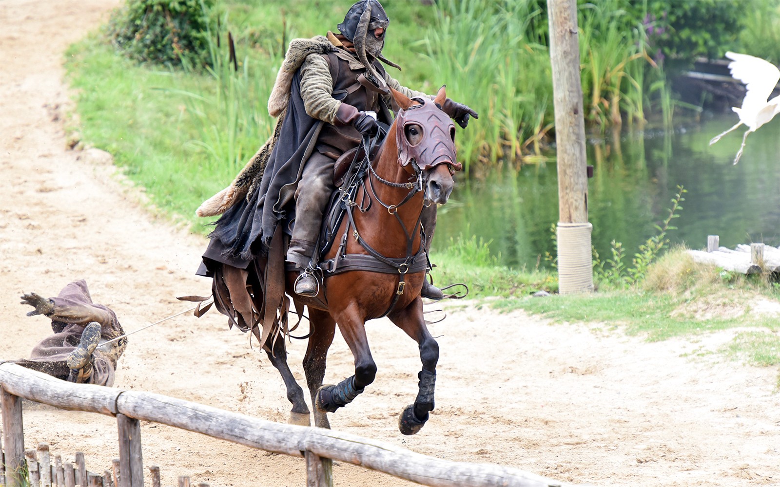 Medieval knight on horseback at Puy du Fou Theme Park.
