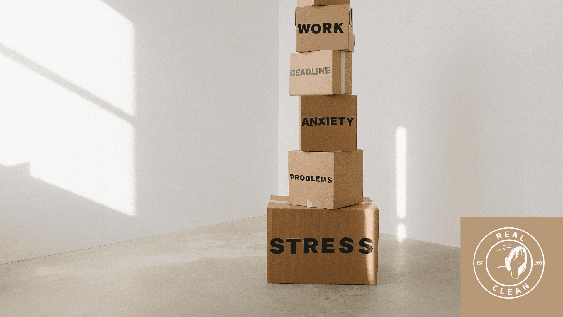 boxes piled in empty room