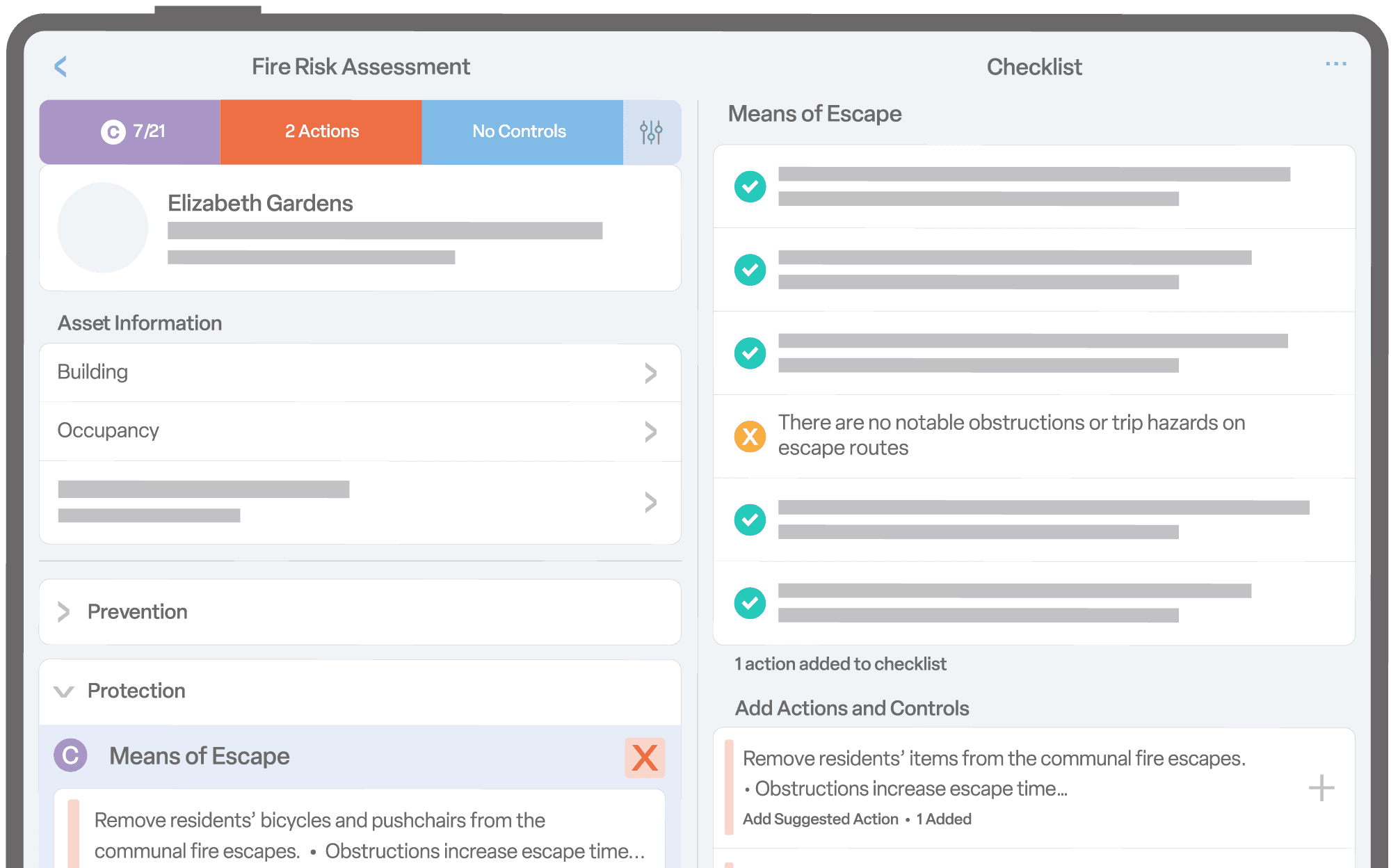 RiskBase app showing assessments
