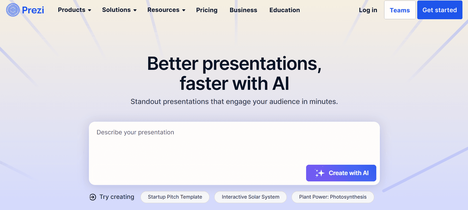 Prezi landing page image