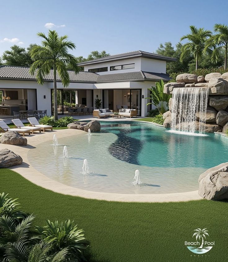 Image of Cozy seaside style pool in the heart of Green Forest