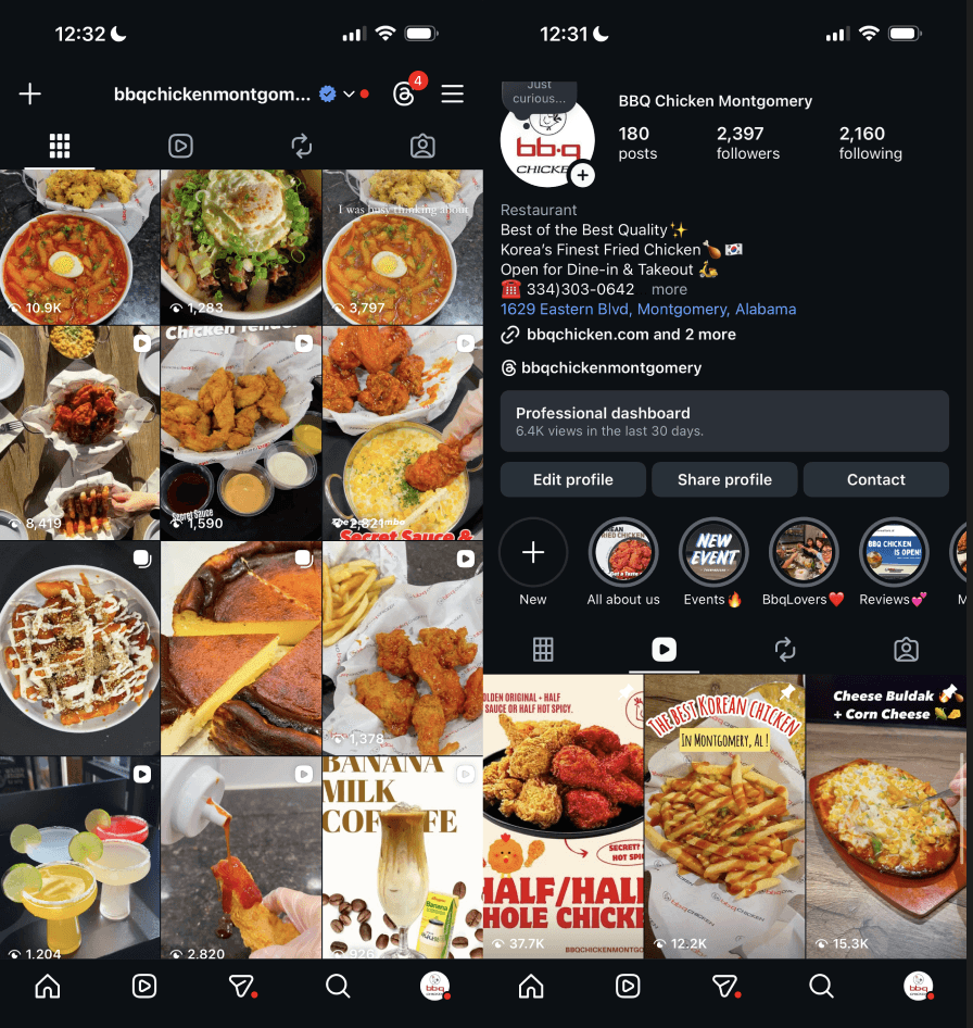 I created and managed Instagram Reels and posts for a local restaurant, developing original content strategies, visuals, and character-driven posts to increase engagement and visibility. Within two months, the account grew from approximately 200 followers to over 2,000, with significant increases in views, reach, and non-follower engagement.