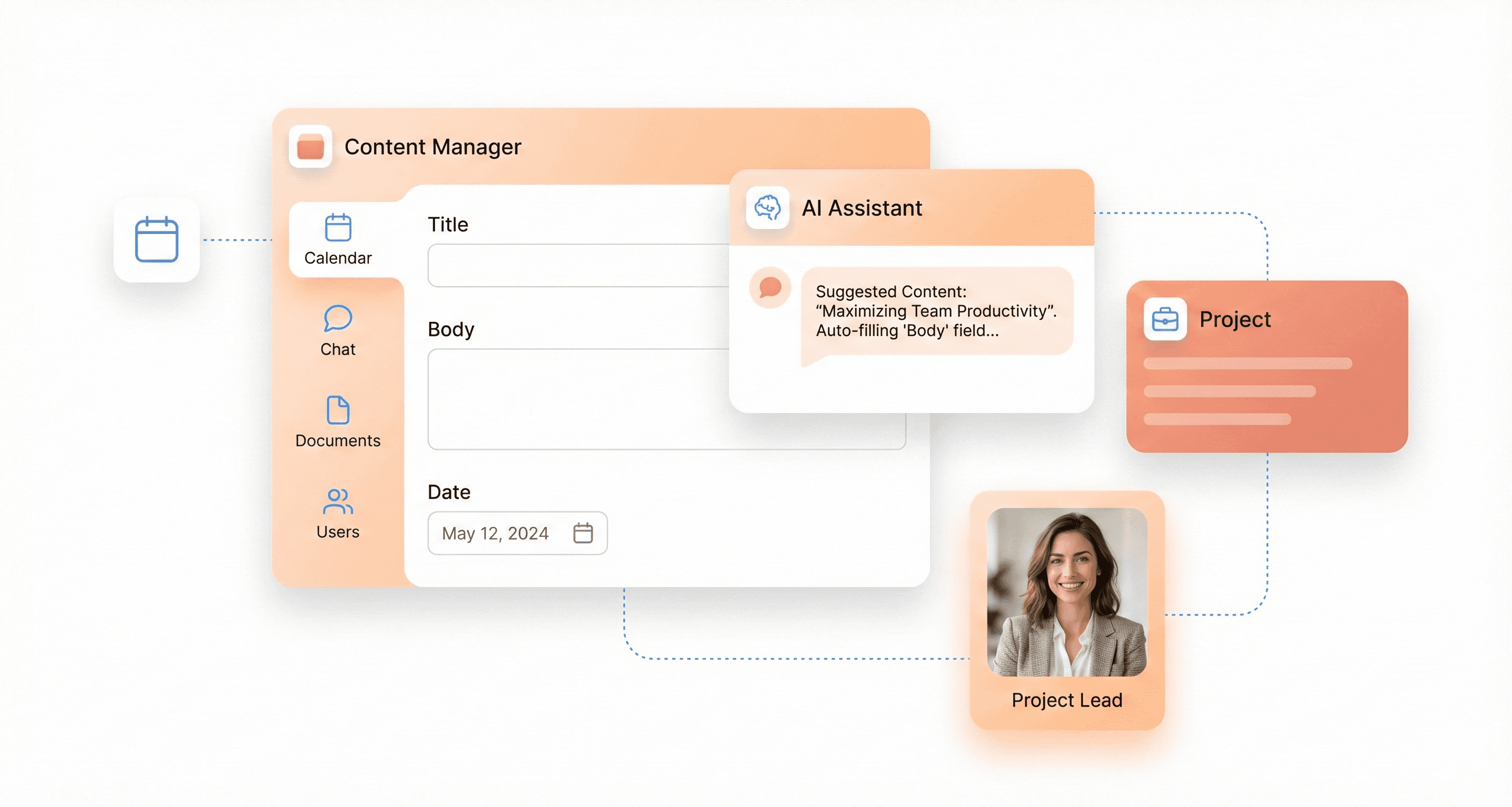 AI-powered contextual assistance and content generation embedded inside a SaaS application to accelerate user workflows
