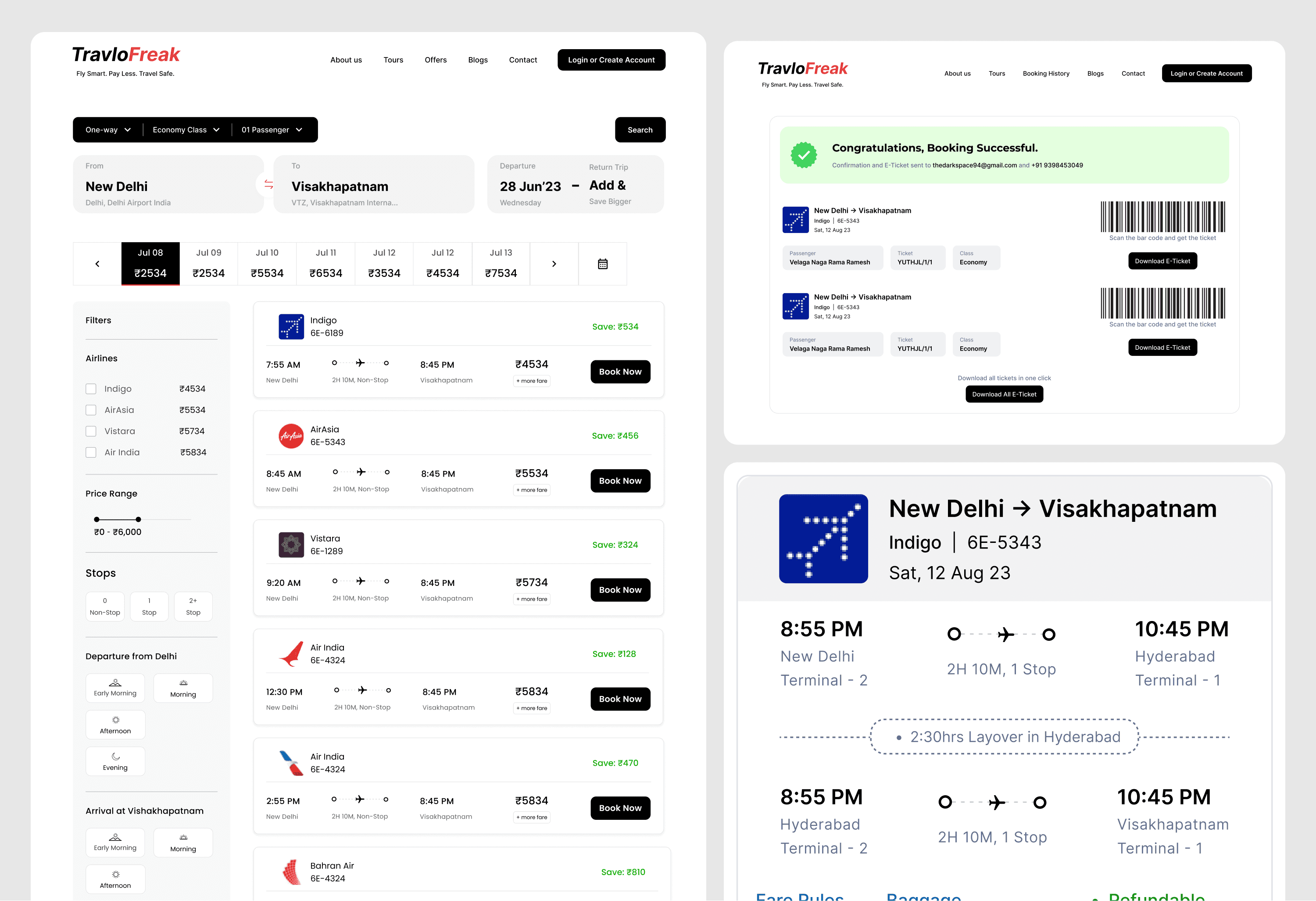 College dashboard design mockup