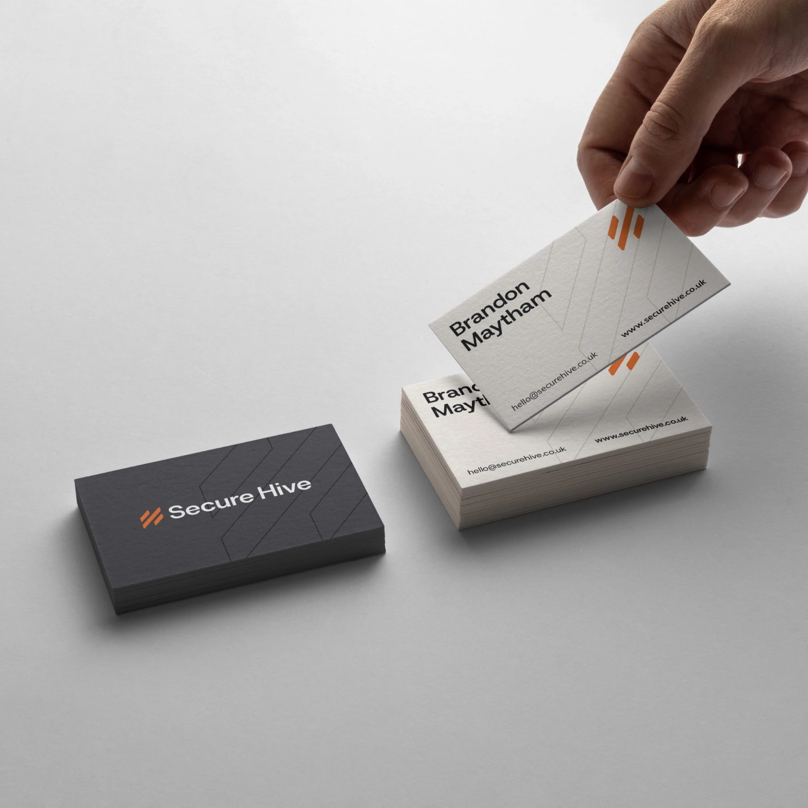 Secure Hive branded packaging and product presentation from the completed creative project
