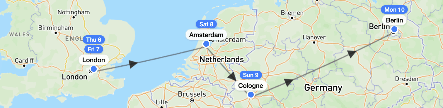 Tour route map