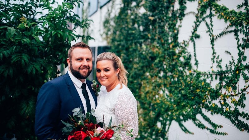 Bride & Groom photographed outside of Lightspace