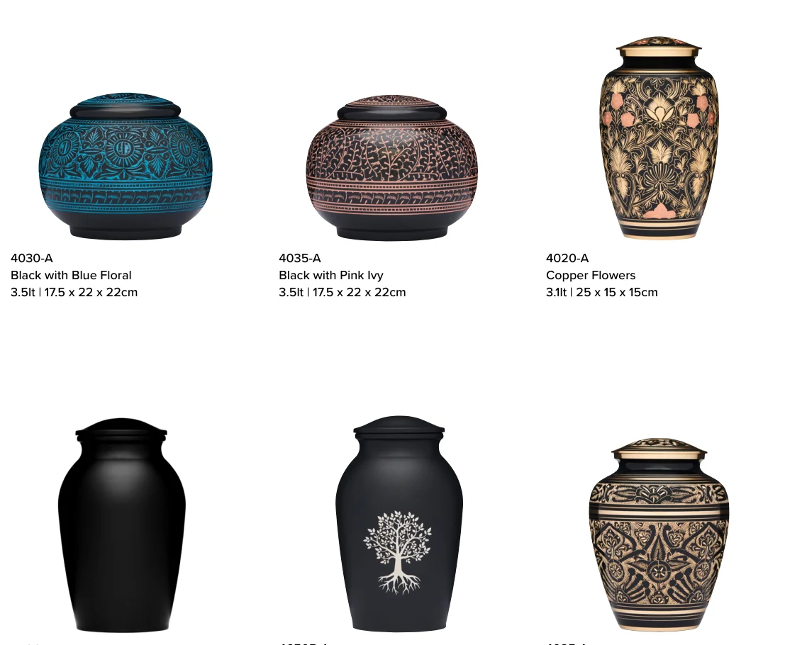 Matte Alloy & Floral Urns – original supplier products