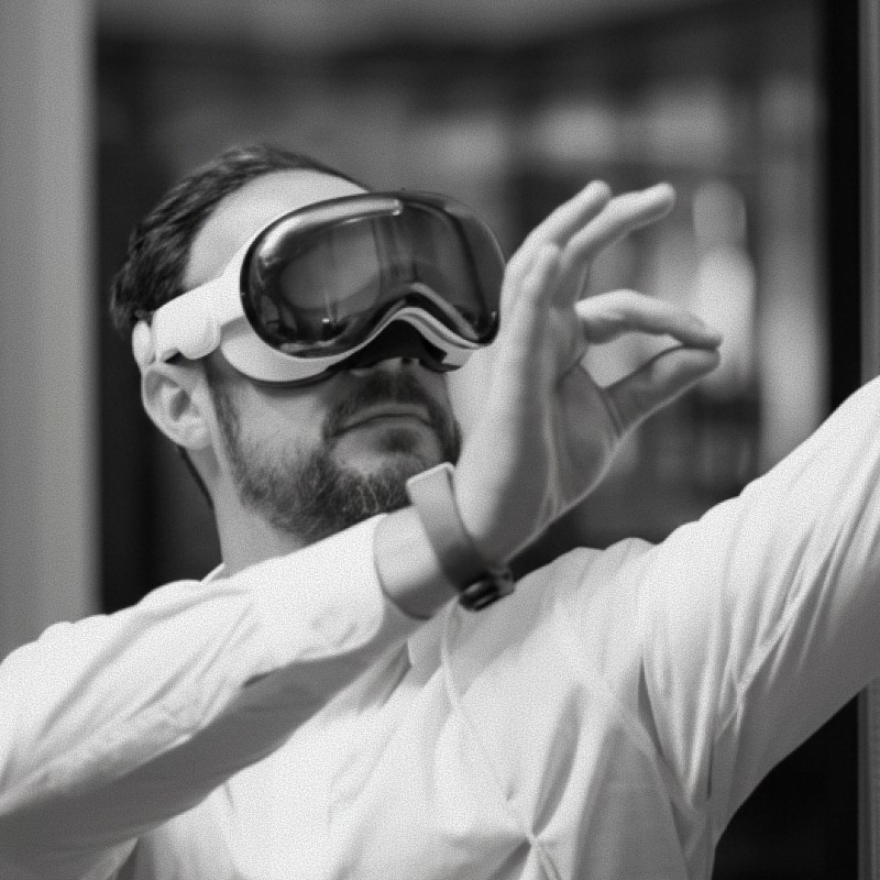 A man plays with Apple Vision Pro