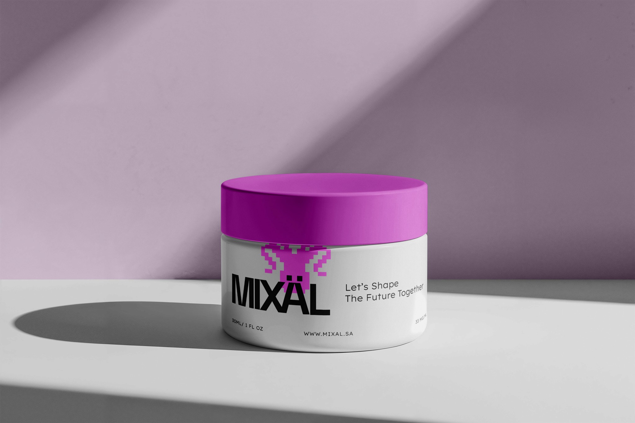 A 3D-rendered fuzzy black cat with large glowing orange eyes, a small pink nose, and a round orange charm on its chest, sitting against a soft peach background.