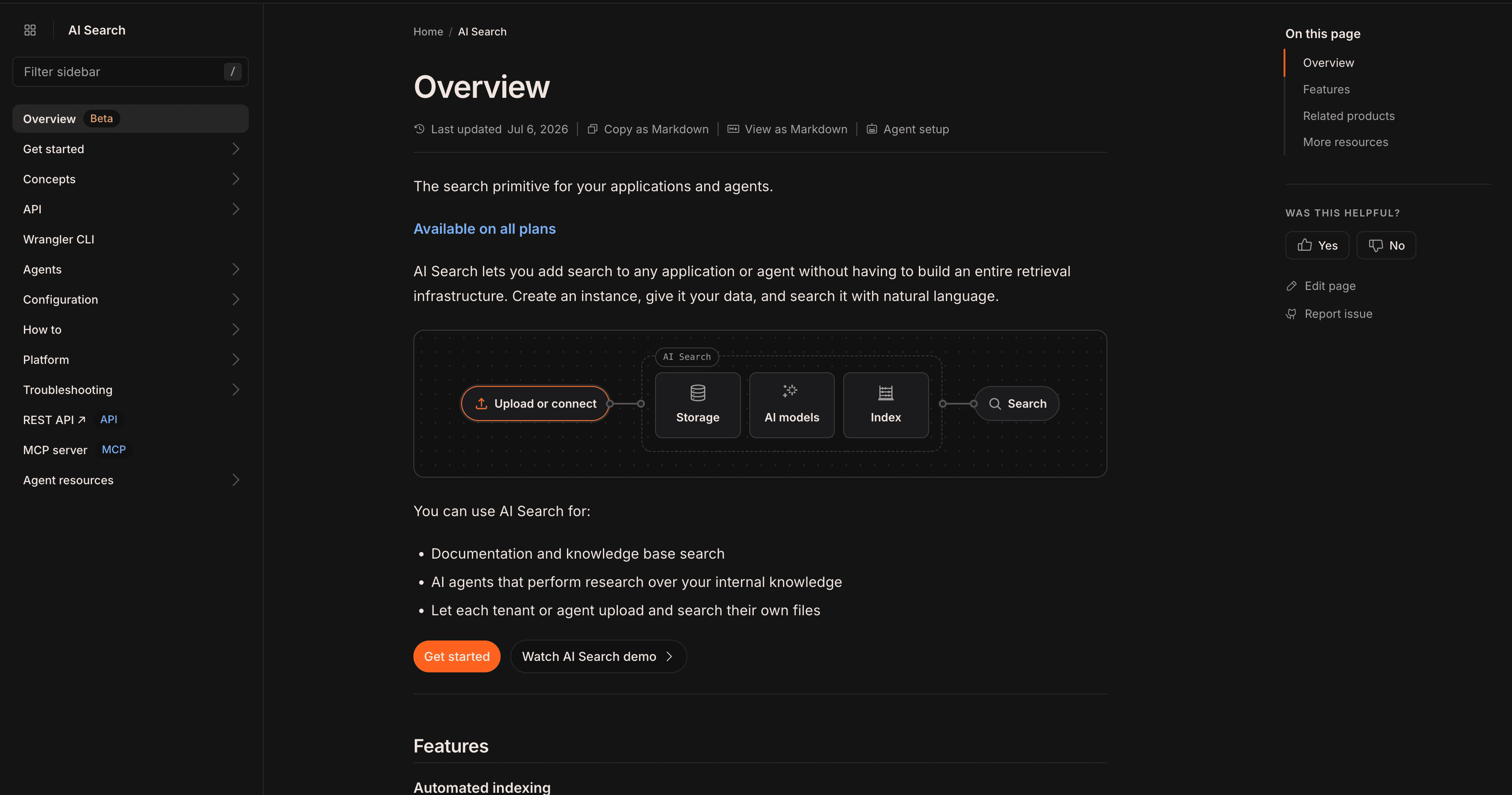 Cloudflare AI search - overview