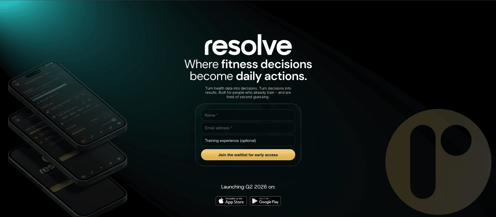The Resolve Fitness landing page H1