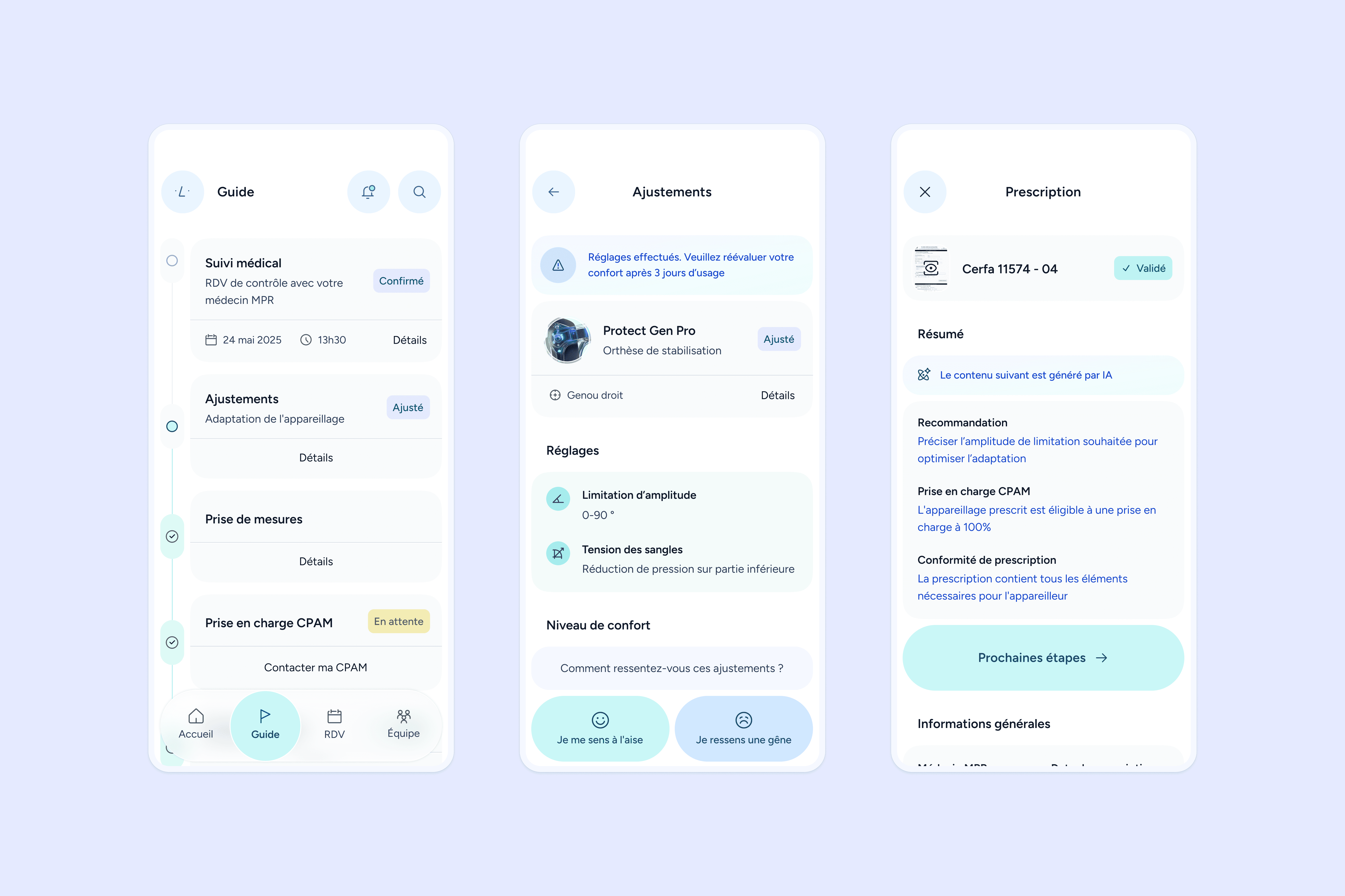 Ailia app Flows Guide adjustment and prescription analysis 