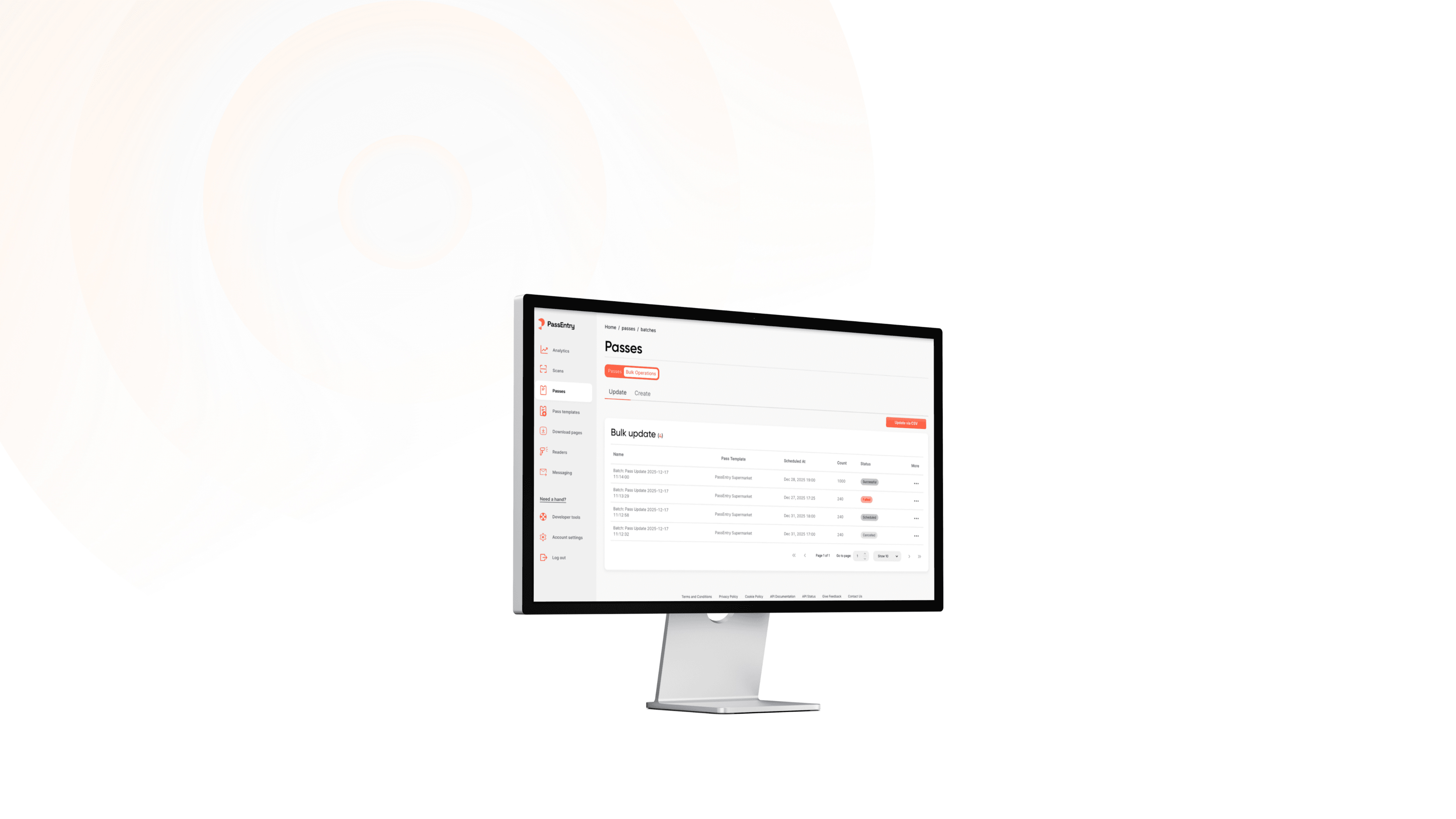Bulk pass creation and batch updates dashboard in PassEntry