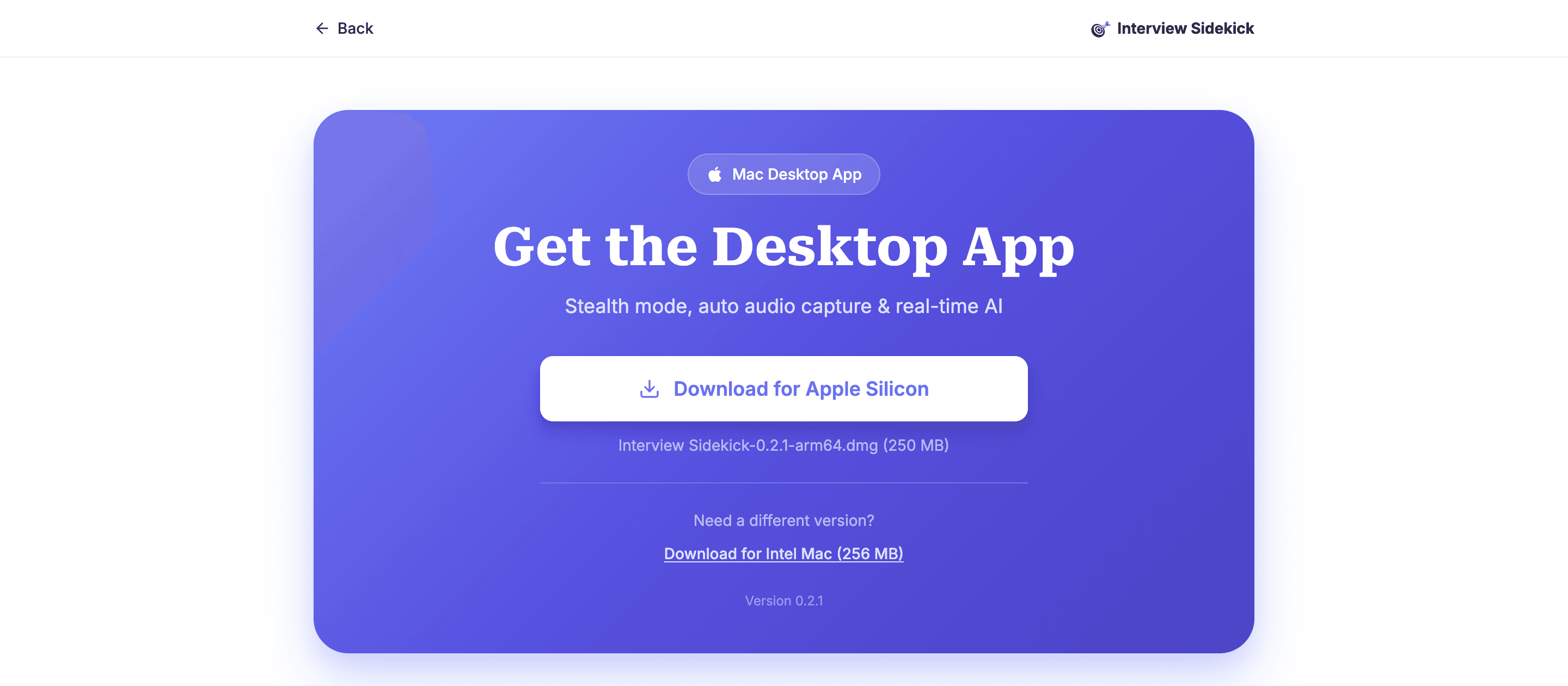 Interview Sidekick's Desktop Application