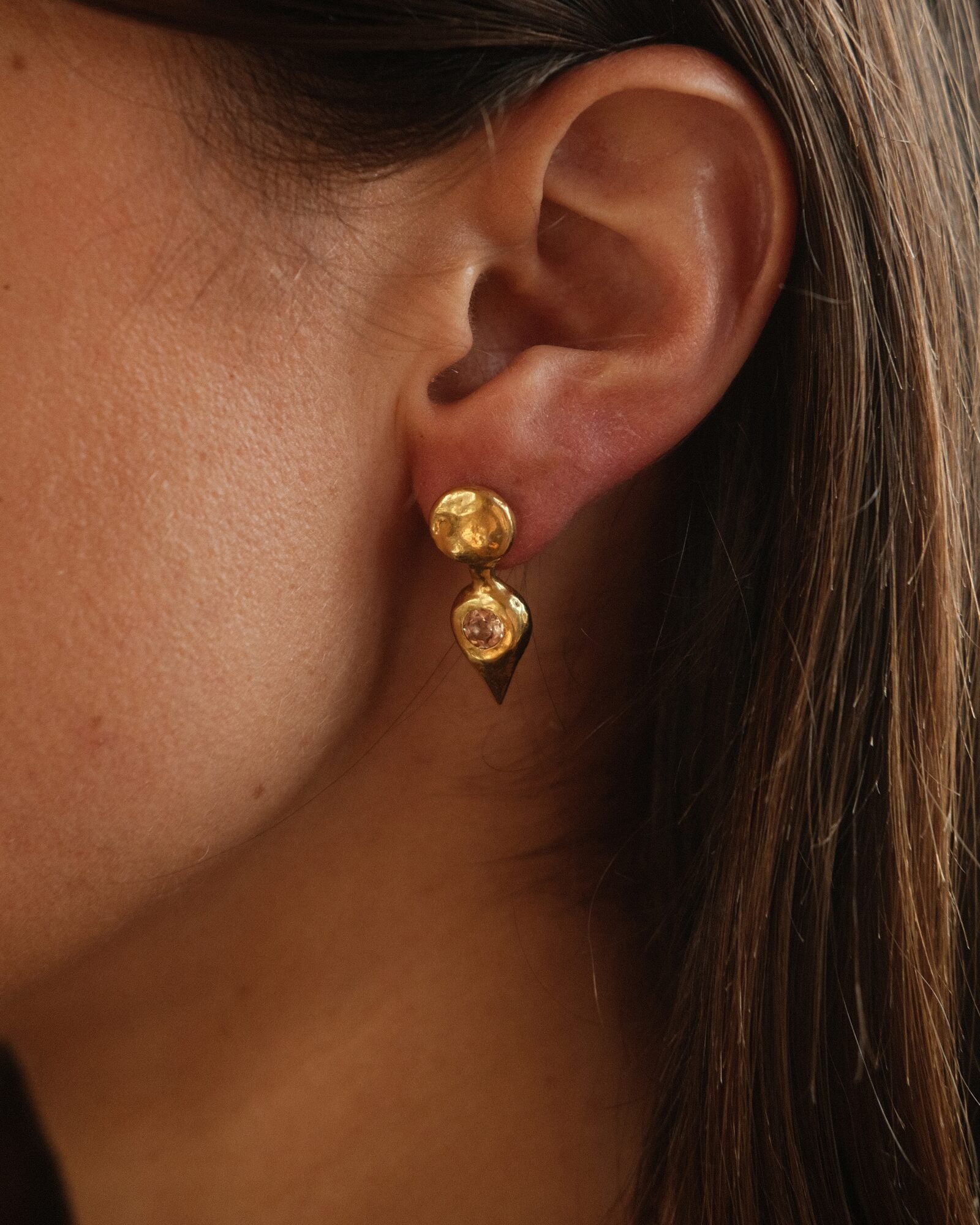 Pera Earrings Gold Imperial Topaz, worn