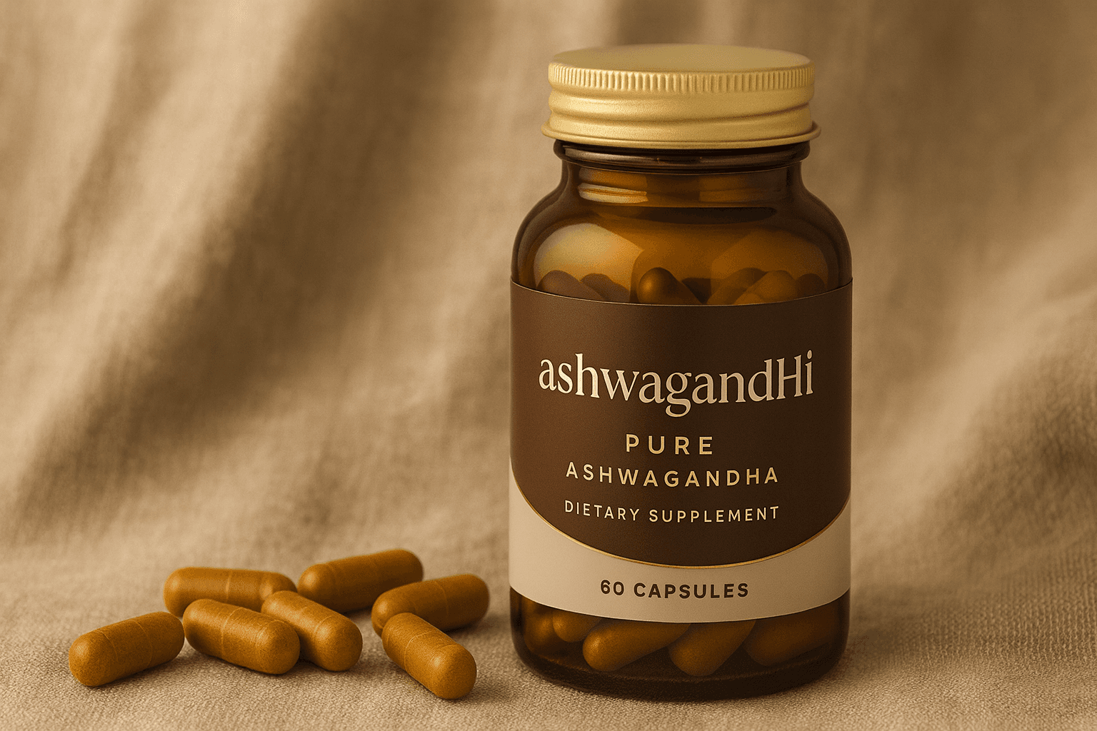 ashwagandHi bottle close-up