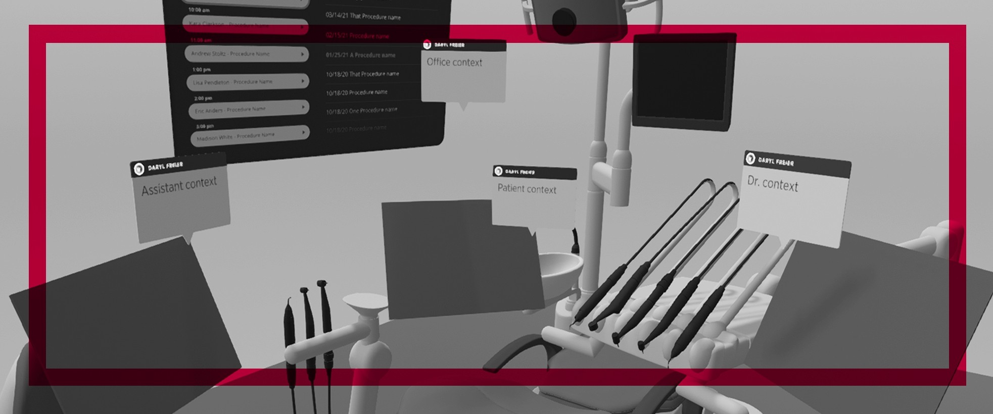 VR representation of a dentist's office