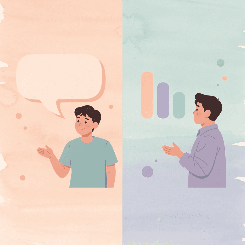 Split scene illustration showing the visual contrast between Farsi and Arabic writing systems