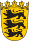 Wappen des Bundeslandes Baden-Württemberg: Drei schwarze Löwen auf goldenem Schild.
