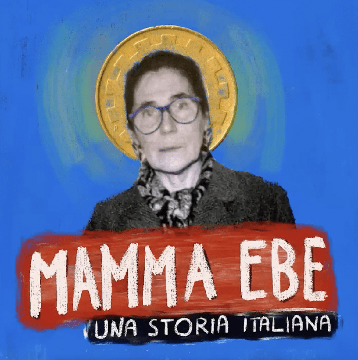 A close-up of a person wearing green-tinted glasses, with a serious expression and smooth skin.