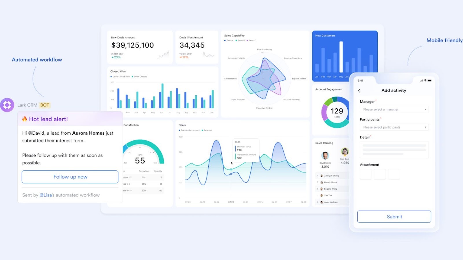 Lark's all-in-one productivity and CRM dashboard