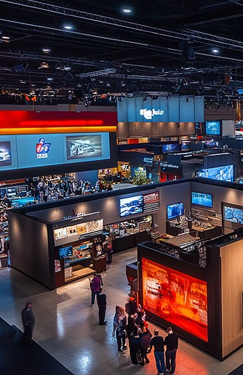 Red and black 3D cube mockup on a table