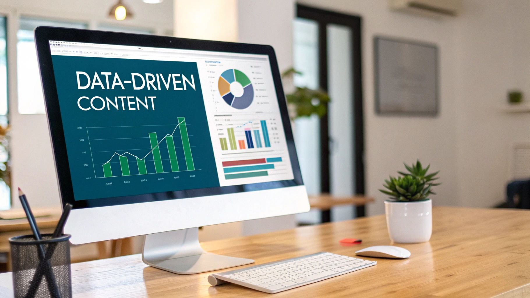 A person analyzing graphs and charts on a computer screen, representing LinkedIn analytics