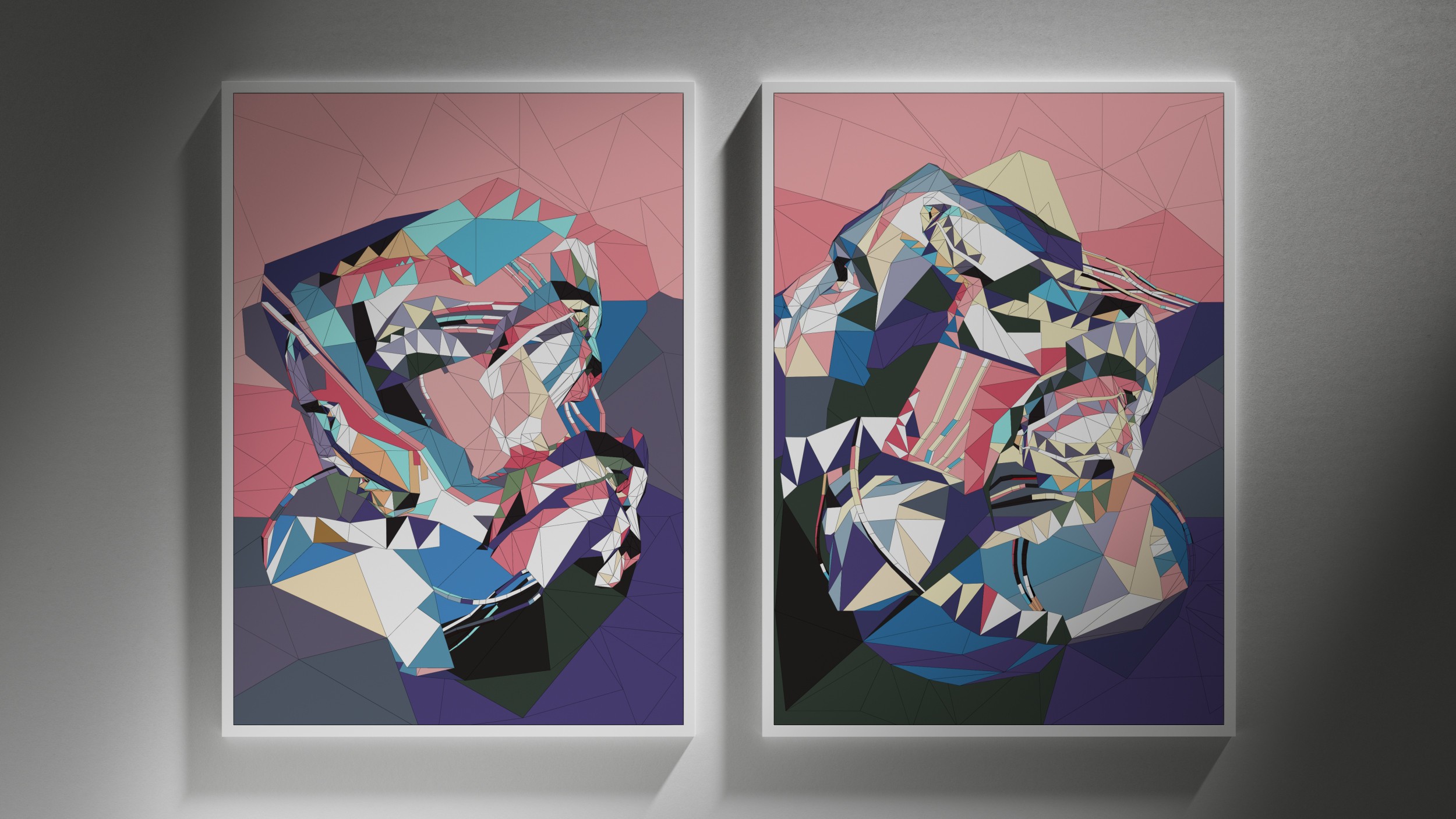 Art on the wall of Colorful geometry meets psychology in vibrant, dynamic forms by Alex H